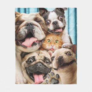 Couverture Polaire Photo d'un groupe de chiens et de chats