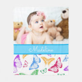 Couverture Polaire Photo et nom personnalisés Motif papillon (Devant)