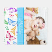 Couverture Polaire Photo et nom personnalisés Motif papillon (Devant (Horizontal))