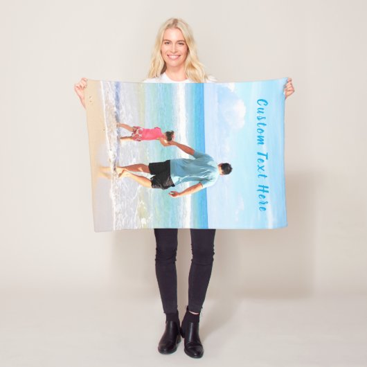 Couverture Polaire Photo et texte personnalisés - Votre propre design (En situation)