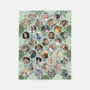 Couverture Polaire Photo Famille Collage Green Quilt Look 35 Pic Lg S