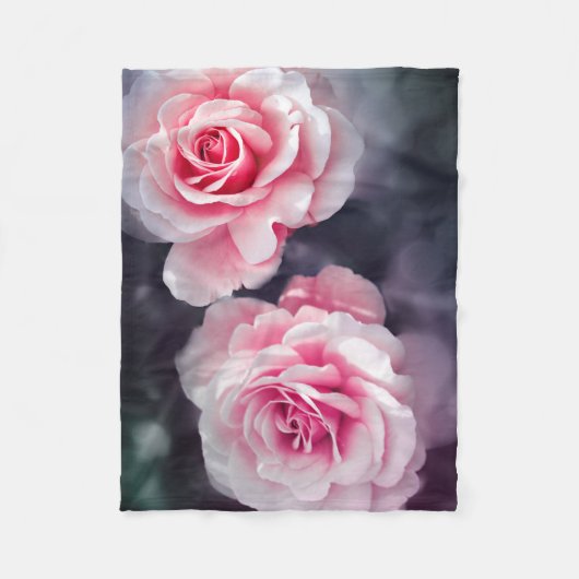 Couverture Polaire Photo florale de roses roses Girly (Devant)