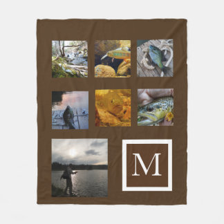Couverture Polaire photo Instagram brun collage personnalisé monogram