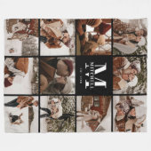 Couverture Polaire Photo Instagram moderne Collage | Monogramme noir (Devant (Horizontal))