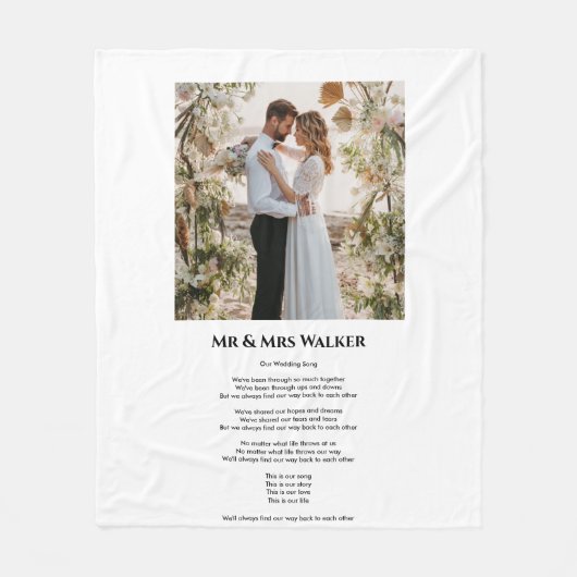 Couverture Polaire Photo mariage paroles de chansons Fleece Blanket (Devant)