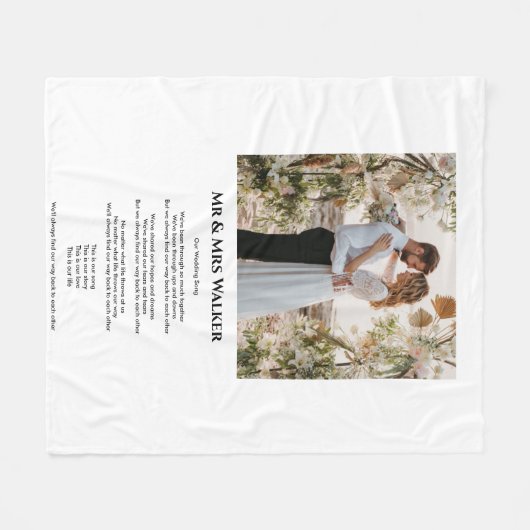 Couverture Polaire Photo mariage paroles de chansons Fleece Blanket (Devant (Horizontal))