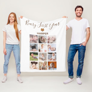 Couverture Polaire Photo mensuelle Bébé première année