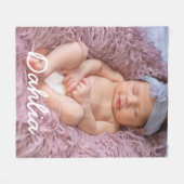 Couverture Polaire Photo mignonne avec nom Bébé Fleece Blanche photo (Devant (Horizontal))
