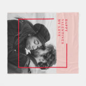 Couverture Polaire Photo moderne | Cadeau de Valentines Rouge et Rose (Devant (Horizontal))