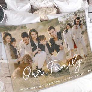 Couverture Polaire Photo moderne Elegant Family Script Collage