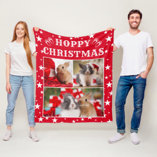 Couverture Polaire Photo personnalisable de Noël Hoppy de Bunny Lover