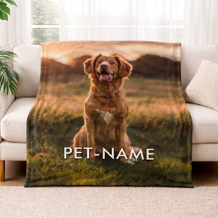 Couverture Polaire Photo personnalisée avec le nom de votre chien