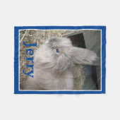 Couverture Polaire Photo personnalisée de Lover Rabbit et nom bleu (Devant (Horizontal))