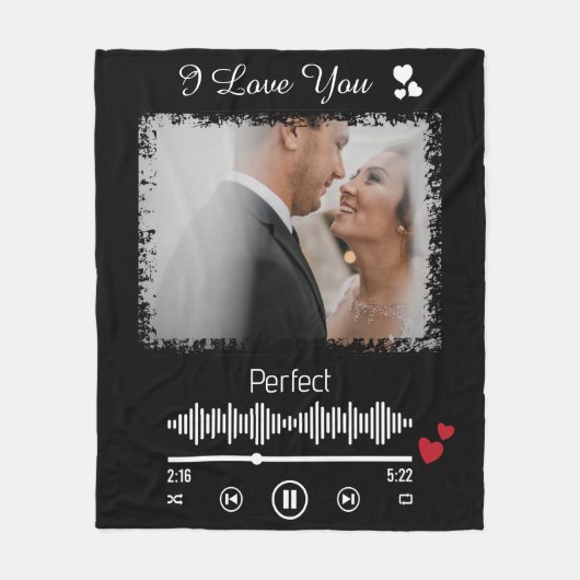 Couverture Polaire Photo personnalisée et chanson préférée pour un co (Devant)