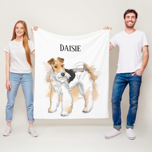 Couverture Polaire Photo personnalisée Fil Fox Terrier (En situation)