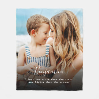 Couverture Polaire Photo personnalisée Je t'aime Plus Blanche polaire