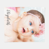 Couverture Polaire Photo personnalisée | Nom de famille du bébé (Devant (Horizontal))