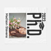 Couverture Polaire Photo personnalisée, nom et année Ph.D. (Devant (Horizontal))