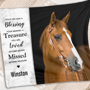 Couverture Polaire Photo personnalisée Pet Perte de Cheval Memorial