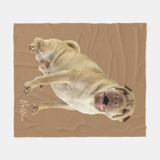 Couverture Polaire Photo personnalisée Shar Pei Chien (Devant (Horizontal))