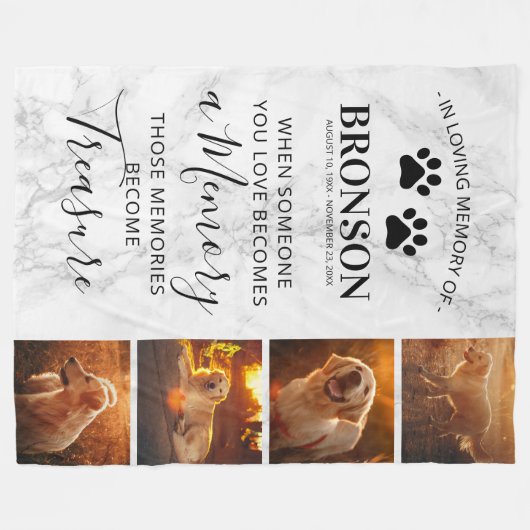 Couverture Polaire Photo Pet Memorial Keepsaké Marbre (Devant (Horizontal))
