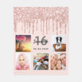 Couverture Polaire photo rose or parties scintillant 16e anniversaire (Devant)