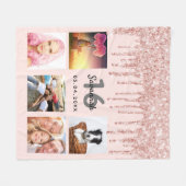 Couverture Polaire photo rose or parties scintillant 16e anniversaire (Devant (Horizontal))