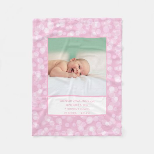 Couverture Polaire Photo Statistiques de naissance rose blanc cadeau  (Devant)