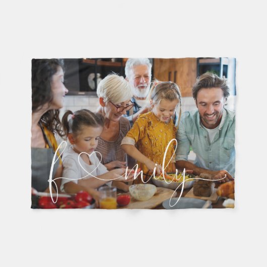 Couverture Polaire Photo Unique Family Photo Heart Script Typografy (Devant (Horizontal))