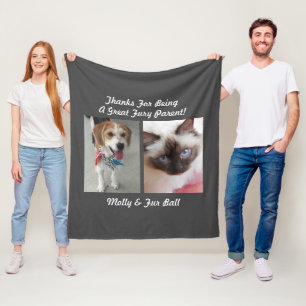 Couverture Polaire Photos de Famille ou d'Animaux, Message et Noms, G