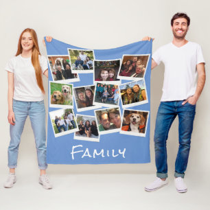 Couverture Polaire Photos de la propre famille Collage de cadres Coul