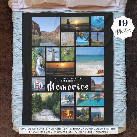 Couverture Polaire Photos modernes MEMORIES Noir