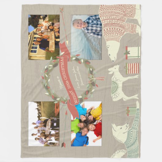 Couverture Polaire PhotosOurs Polaire Rustique Fawn Fox Motif de Noël (Devant)