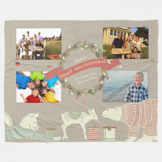 Couverture Polaire PhotosOurs Polaire Rustique Fawn Fox Motif de Noël (Devant (Horizontal))