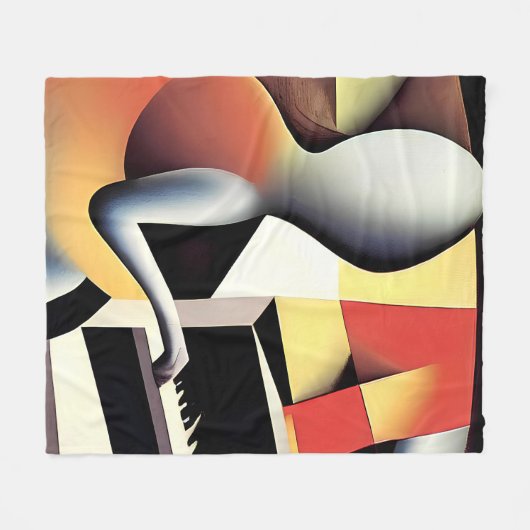 Couverture Polaire Piano Player - Art aérographe (Devant (Horizontal))