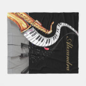 Couverture Polaire Piano Saxophone de luxe Musique personnalisée (Devant (Horizontal))