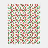 Couverture Polaire Pickleball de Noël Rouge Green Paddles Balls X Mas (Devant)