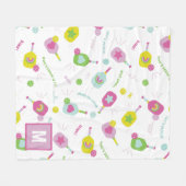 Couverture Polaire Pickleball Personnalisé Monogramme Bleu Vert Rose (Devant (Horizontal))