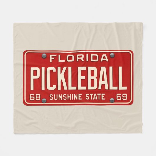 Couverture Polaire Pickleball Player Fan Retro Florida License Plate (Devant (Horizontal))