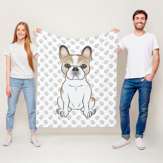 Couverture Polaire Piebald French Bulldog / Frenchie Cartoon Chien (En situation)