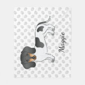 Couverture Polaire Piebald Noir Et Tan Cheveux Courte Dachshund & Nom (Devant)