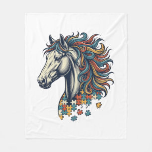 Couverture Polaire Pièce de puzzle de cheval coloré T-Shirt gravure v