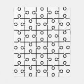 Couverture Polaire Pièce de puzzle géométrique blanche noire Motif ré (Devant)