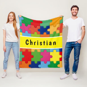 Couverture Polaire Pièces De Puzzle Colorées Pour L'Autisme Personnal