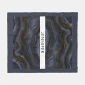 Couverture Polaire Pierre d'Agate Noir & Or moderne Abstrait (Devant (Horizontal))