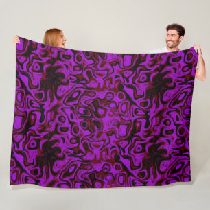 Couverture Polaire Pierre de feu rose, rouge et noir