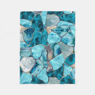 Couverture Polaire Pierres gemmes bleu cellules abstraites