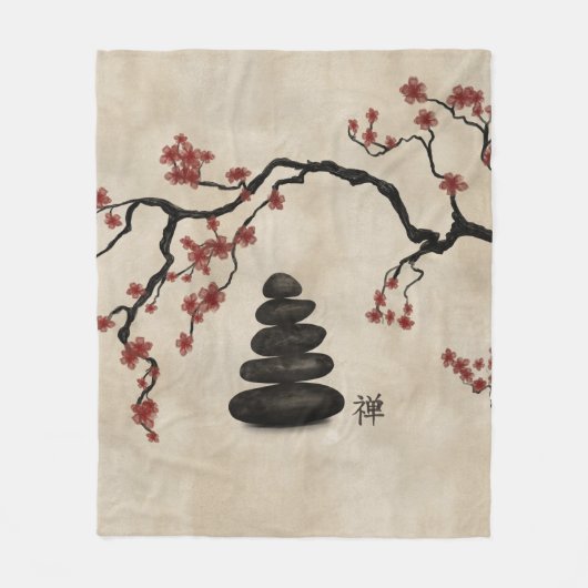 Couverture Polaire Pierres zen Sakura Tree (Devant)
