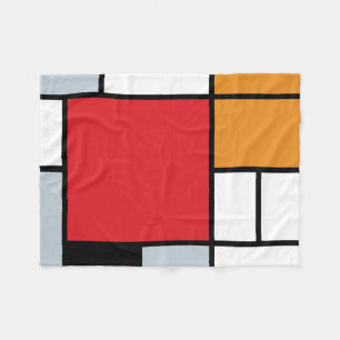 Couverture Polaire Piet Mondrian - Composition avec grand plan rouge