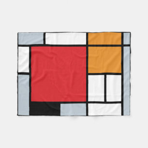 Couverture Polaire Piet Mondrian - Composition avec un grand plan rou